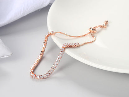 Fashion Geometric Copper Inlaid Zircon Bracelets