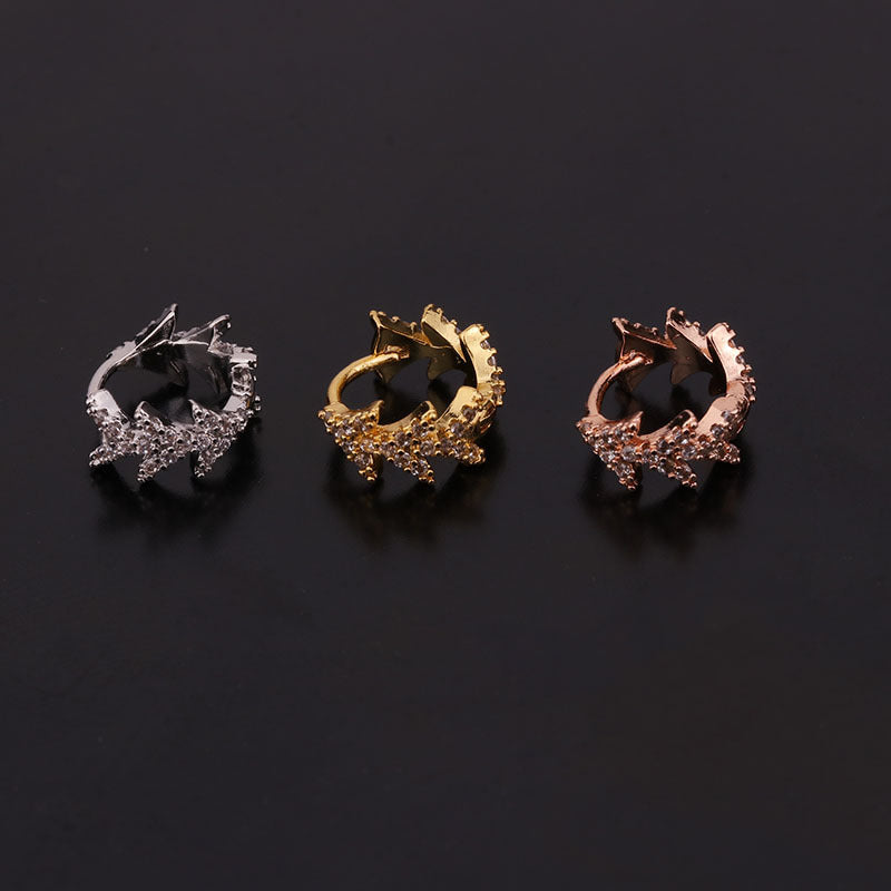 New  Creative Snake-shaped Round Ear Bone Buckle Micro-inlaid Zircon Earrings