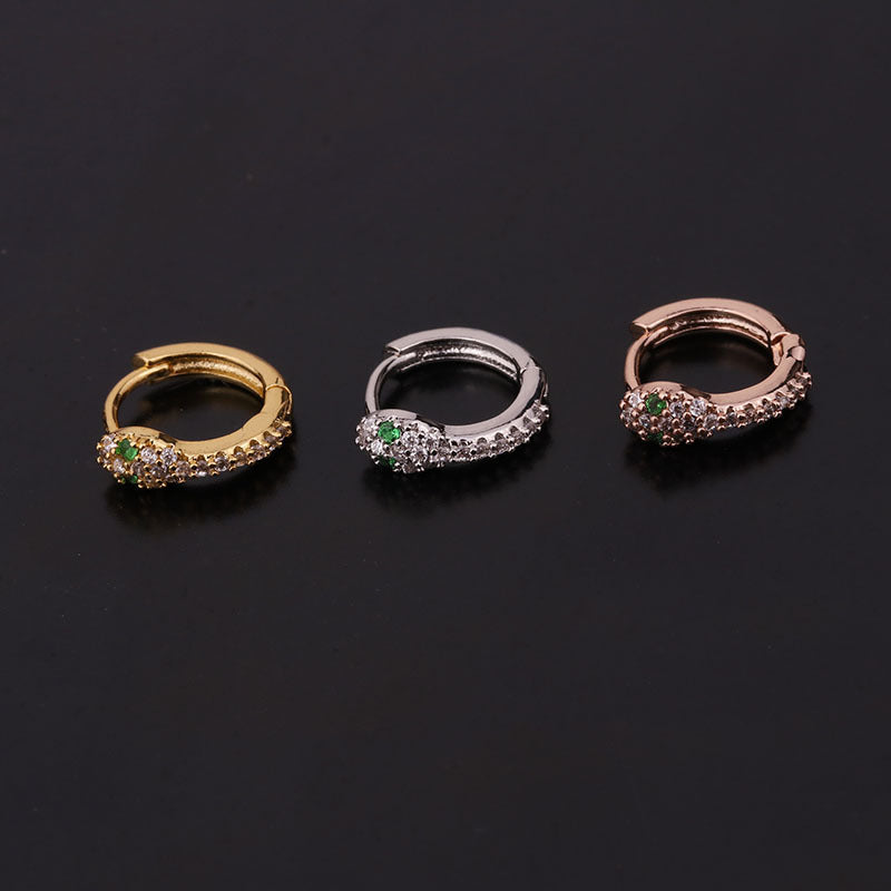 New  Creative Snake-shaped Round Ear Bone Buckle Micro-inlaid Zircon Earrings