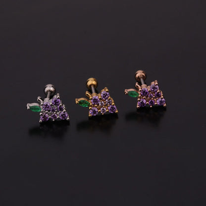 Fruit Inlaid Zircon Metal Earrings