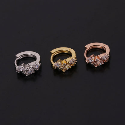 New  Creative Snake-shaped Round Ear Bone Buckle Micro-inlaid Zircon Earrings