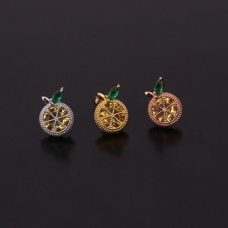 Fruit Inlaid Zircon Metal Earrings