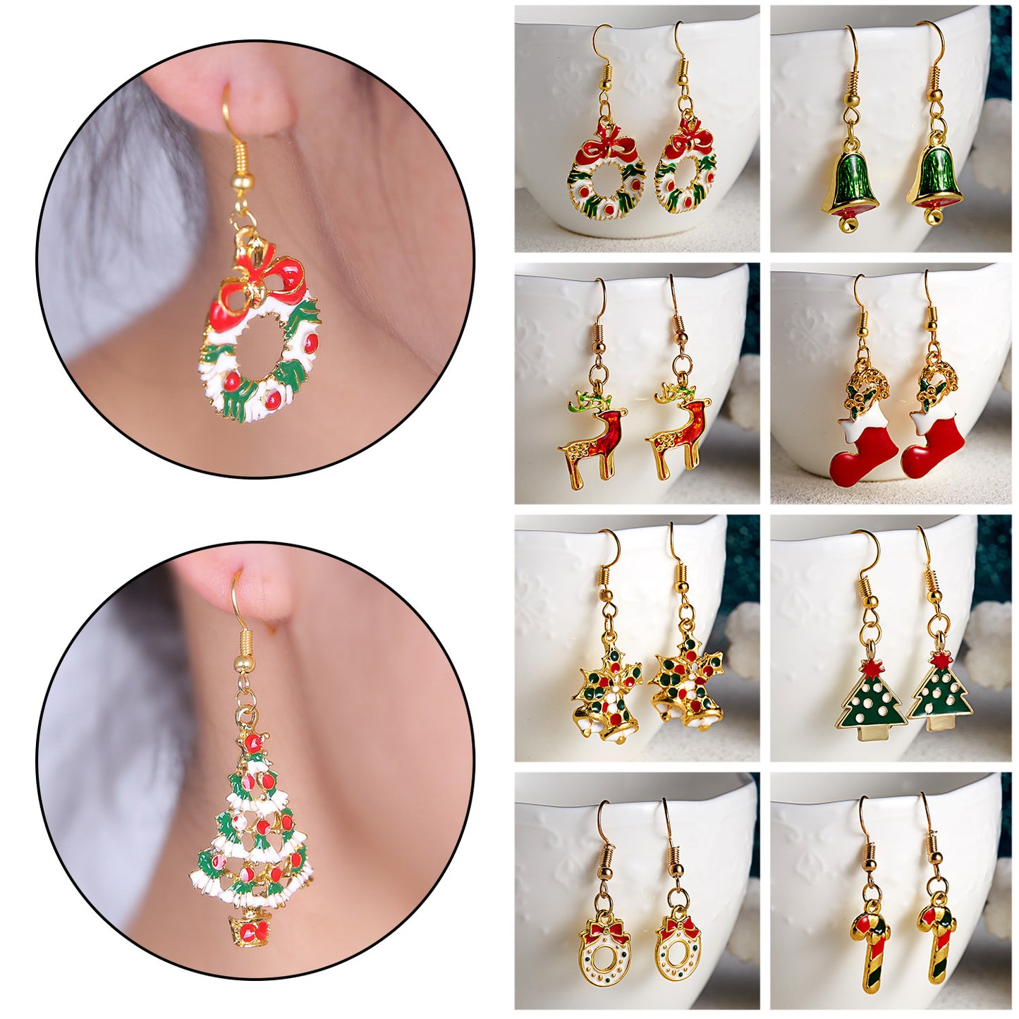 Fashion Christmas Tree Bow Knot Alloy Enamel Women's Drop Earrings 1 Pair