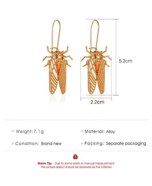 New Creative Insect Golden Cicada Long Earrings Wholesale Gooddiy