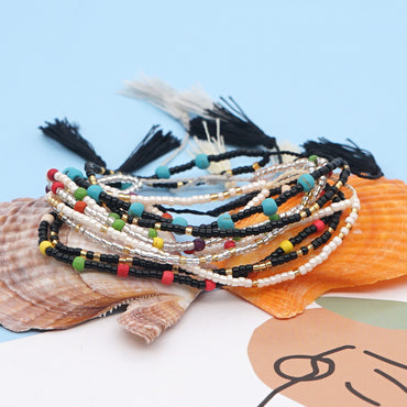 Fashion Wild Rice Beads Hand-woven Multi-layer Beaded Tassel Bracelet