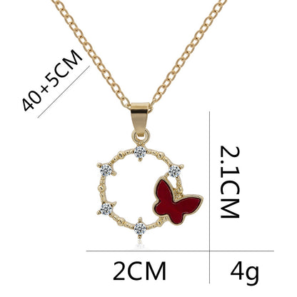 New Simple Geometric Circle Butterfly Women's Alloy Pendant Clavicle Chain Wild Necklace
