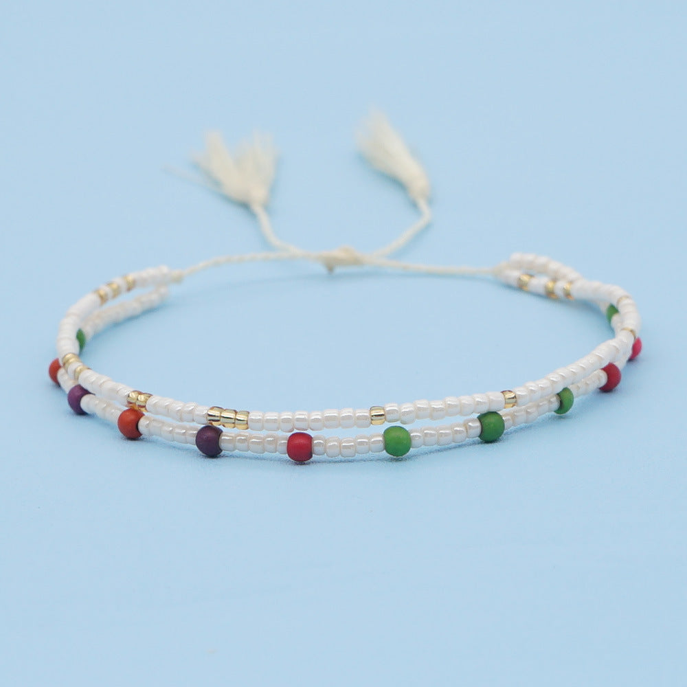 Fashion Wild Rice Beads Hand-woven Multi-layer Beaded Tassel Bracelet