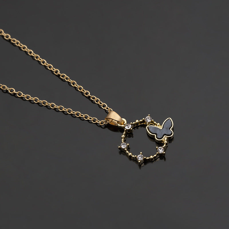 New Simple Geometric Circle Butterfly Women's Alloy Pendant Clavicle Chain Wild Necklace