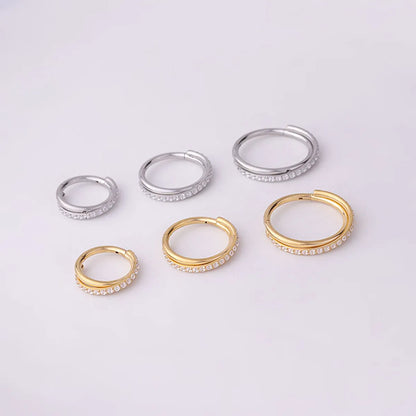 1.2mm Coil Fashion Stainless Steel Zircon Cross Seamless Closed Ring Nose Ring