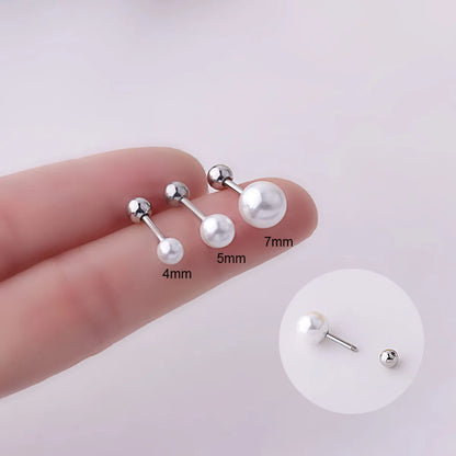 Ear Cartilage Rings & Studs Fashion Geometric 316 Stainless Steel  Imitation Pearl