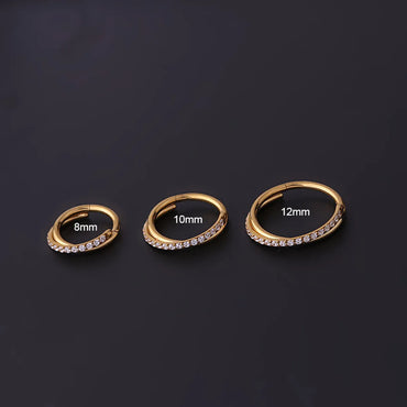 1.2mm Coil Fashion Stainless Steel Zircon Cross Seamless Closed Ring Nose Ring