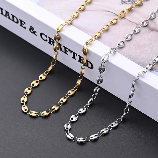 1m/Package 304 Stainless Steel Gold Plated Solid Color Polished Chain