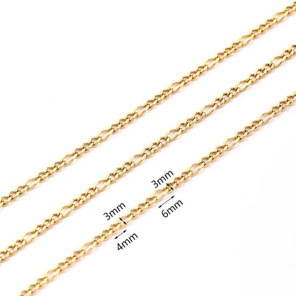 1m/Package 304 Stainless Steel Gold Plated Solid Color Polished Chain