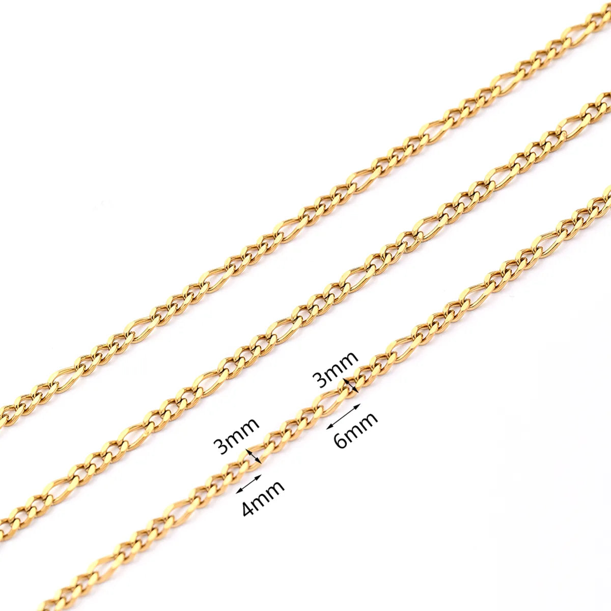 1m/Package 304 Stainless Steel Gold Plated Solid Color Polished Chain