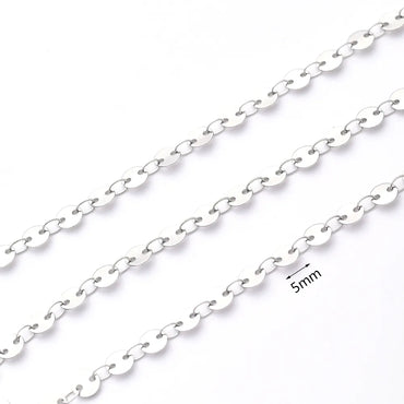 1m/Package 304 Stainless Steel Gold Plated Solid Color Polished Chain