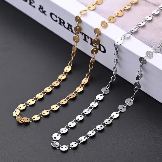 1m/Package 304 Stainless Steel Gold Plated Solid Color Polished Chain