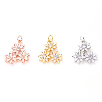 1Pc/Package 19x18mm 20x18mm Hole 3~3.9mm Copper Zircon Rose Gold Plated White Gold Plated Gold Plated Flower Daisy Polished Pendant