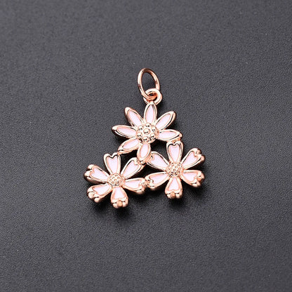 1Pc/Package 19x18mm 20x18mm Hole 3~3.9mm Copper Zircon Rose Gold Plated White Gold Plated Gold Plated Flower Daisy Polished Pendant