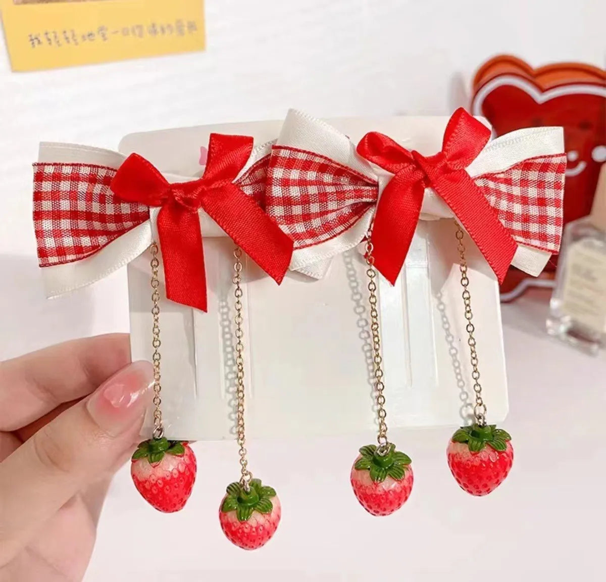 2 Pack Candy Color Bow Hair Rope  Girl'S Heart Hair Rope Double Horsetail Rubber Band Japanese And Korean Style Hair Accessories