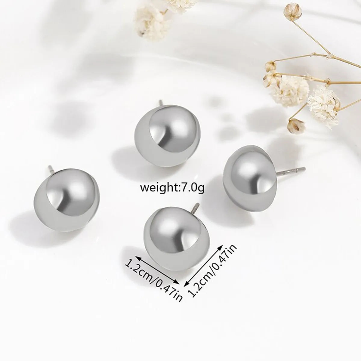 2 Pairs Casual Simple Style Commute Solid Color Stainless Steel Ear Studs