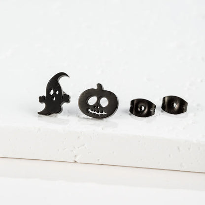 2 Pairs Cute Gothic Hip-Hop Pumpkin Titanium Steel Ear Studs