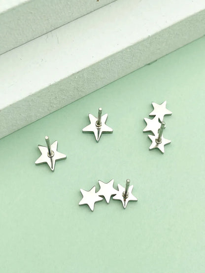 2 Pairs Cute Simple Style Star Polishing Stainless Steel Ear Studs