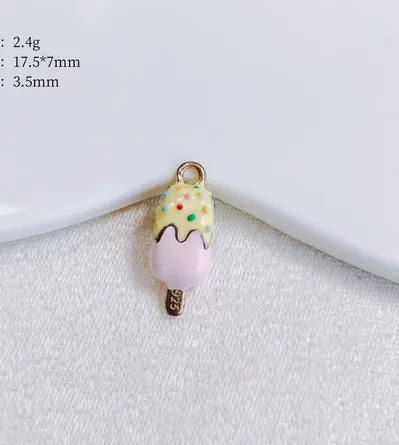 2 PCS/Package 17.5*7mm 18*8mm Hole 3~3.9mm Hole 4~4.9mm Alloy Ice Cream Macarons Pendant