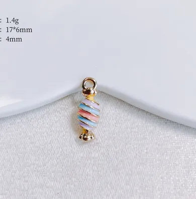 2 PCS/Package 17.5*7mm 18*8mm Hole 3~3.9mm Hole 4~4.9mm Alloy Ice Cream Macarons Pendant