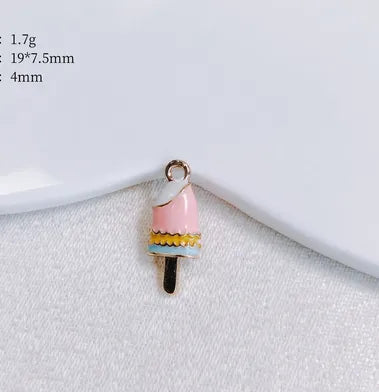 2 PCS/Package 17.5*7mm 18*8mm Hole 3~3.9mm Hole 4~4.9mm Alloy Ice Cream Macarons Pendant