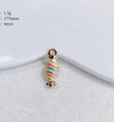 2 PCS/Package 17.5*7mm 18*8mm Hole 3~3.9mm Hole 4~4.9mm Alloy Ice Cream Macarons Pendant