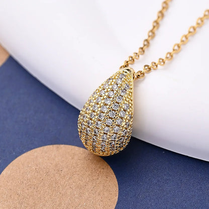 2 PCS/Package 21.5x12mm 3x2.5mm Copper Zircon Gold Plated Glittery Water Droplets Polished Pendant