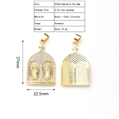 2 PCS/Package 21x12mm 21x18mm 29.5x18mm 5x3.5mm 7x4.5mm Copper Zircon Gold Plated Portrait Polished Pendant