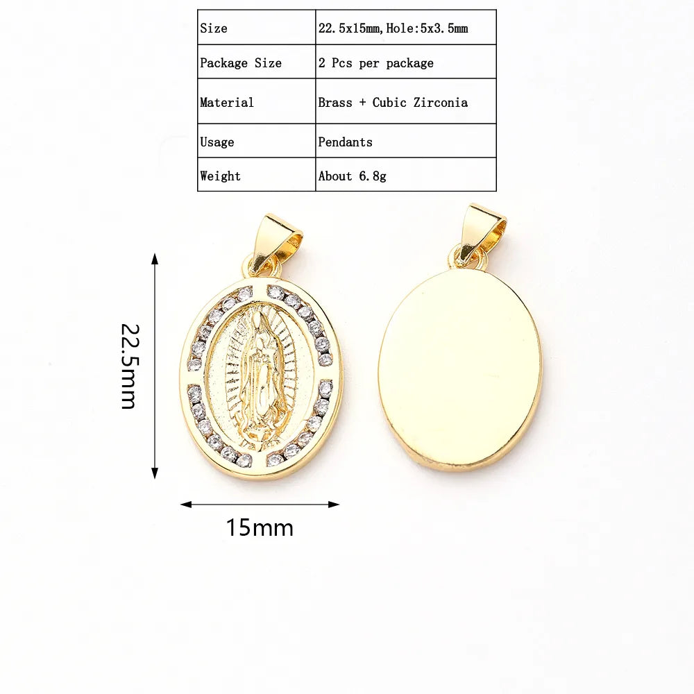 2 PCS/Package 21x12mm 21x18mm 29.5x18mm 5x3.5mm 7x4.5mm Copper Zircon Gold Plated Portrait Polished Pendant