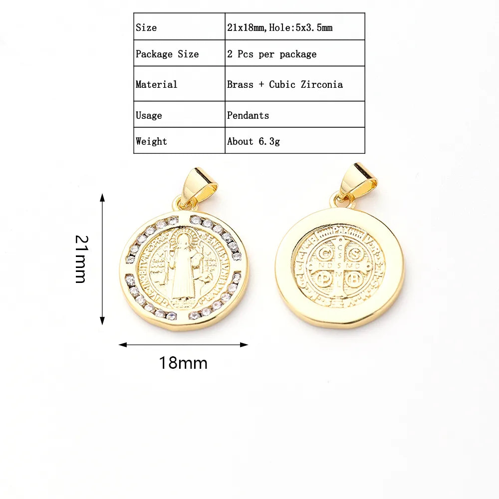 2 PCS/Package 21x12mm 21x18mm 29.5x18mm 5x3.5mm 7x4.5mm Copper Zircon Gold Plated Portrait Polished Pendant