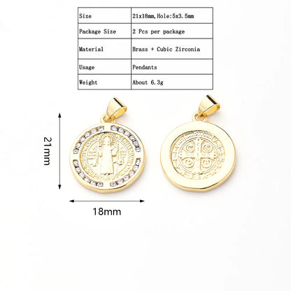 2 PCS/Package 21x12mm 21x18mm 29.5x18mm 5x3.5mm 7x4.5mm Copper Zircon Gold Plated Portrait Polished Pendant