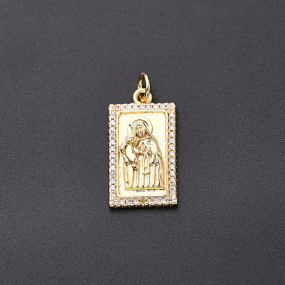 2 PCS/Package 21x12mm 21x18mm 29.5x18mm 5x3.5mm 7x4.5mm Copper Zircon Gold Plated Portrait Polished Pendant