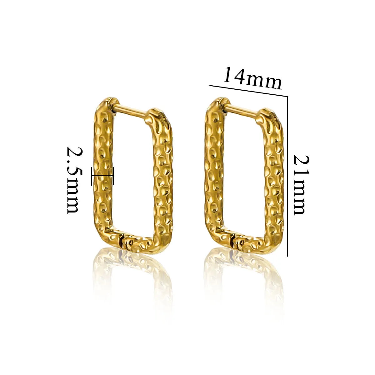 2 PCS/Package Simple Style Rectangle 304 Stainless Steel Earrings