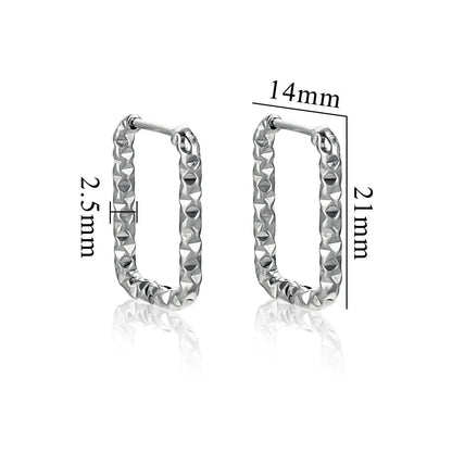 2 PCS/Package Simple Style Rectangle 304 Stainless Steel Earrings