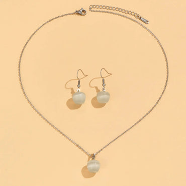 2 Piece Set Fashion Apple Stainless Steel Jewelry Set