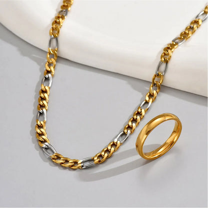 2 Piece Set Fashion Color Block Stainless Steel Plating Rings Necklace