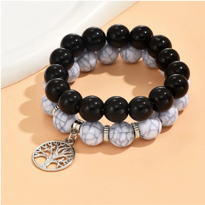 2 Piece Set Fashion Tree Alloy Resin Beaded Women's Bracelets