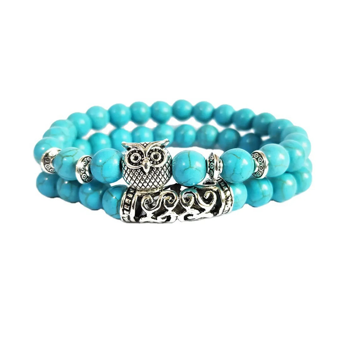 2 Piece Set Retro Owl Alloy Natural Stone Turquoise Plating Unisex Bracelets