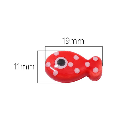 2 Pieces 11 * 19mm Hole 2~2.9mm Ceramics Fish Beads