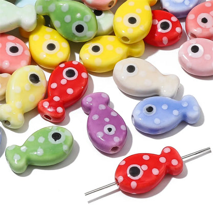 2 Pieces 11 * 19mm Hole 2~2.9mm Ceramics Fish Beads