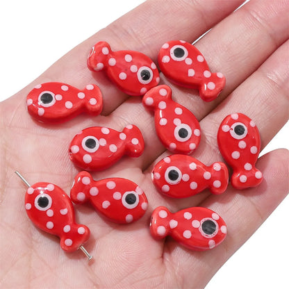 2 Pieces 11 * 19mm Hole 2~2.9mm Ceramics Fish Beads