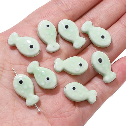 2 Pieces 11 * 19mm Hole 2~2.9mm Ceramics Fish Beads