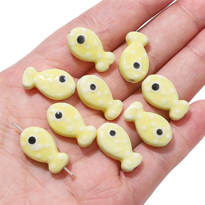 2 Pieces 11 * 19mm Hole 2~2.9mm Ceramics Fish Beads