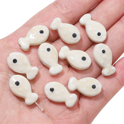 2 Pieces 11 * 19mm Hole 2~2.9mm Ceramics Fish Beads