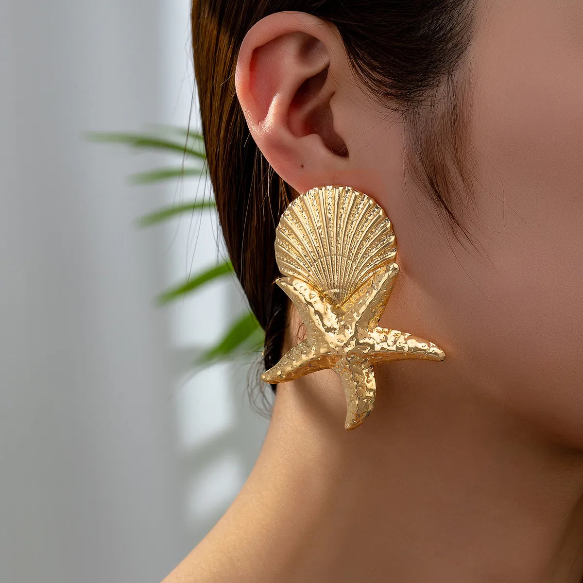 2 Pieces Casual Sweet Starfish Shell Alloy Drop Earrings