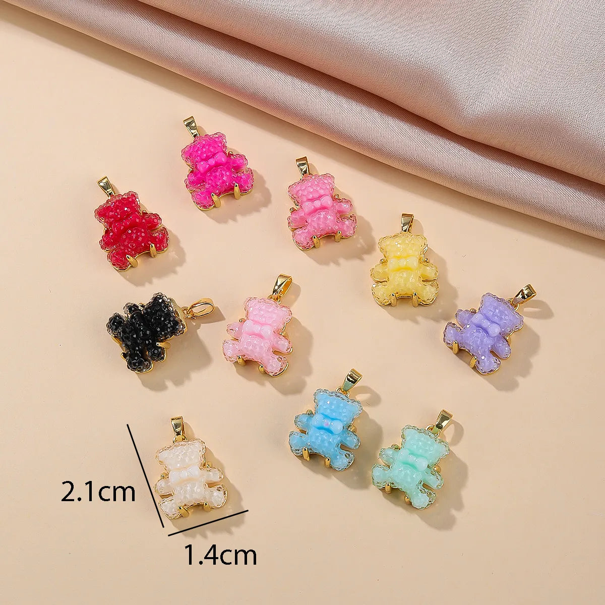 2 Pieces Copper Resin 18K Gold Plated Bear Pendant